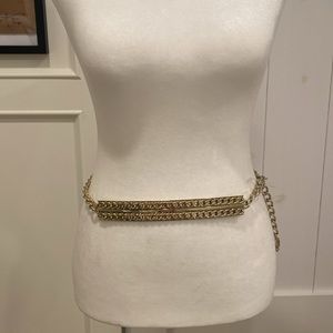 Vintage Y2K Chain Gold Statement Jewelry glam oversized statement buckle Belt
